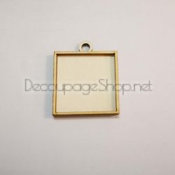 Дървени основи за бижута - квадрат - 40 х 40 мм - основи с халка + рамка