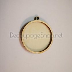 Дървени основи за бижута - кръг - ф-30мм - основи с халка + рамка