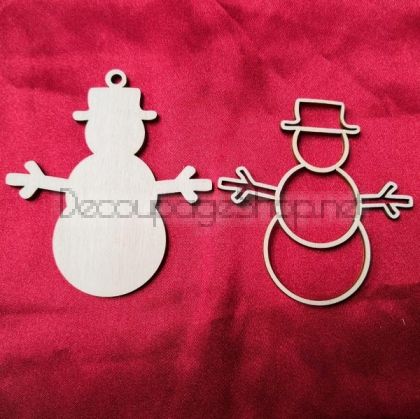 Коледна дървена играчка - Снежен човек - 8,5 х 7,5см