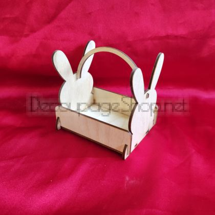 Дървена кошница за Великденски яйца - ЗАЕК - 10.5 х 8.5 х 11см