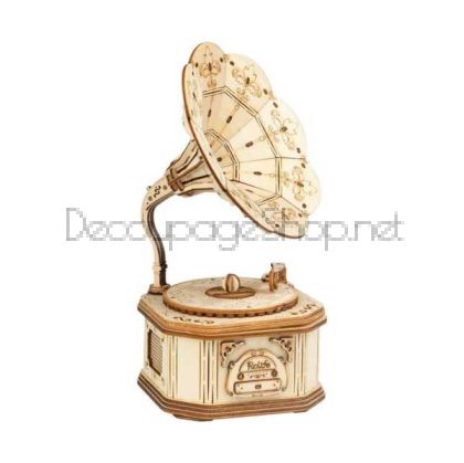 ROBOTIME 3D ДЪРВЕН ПЪЗЕЛ GRAMOPHONE 122 ЧАСТИ TG408