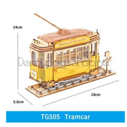 ROBOTIME 3D ДЪРВЕН ПЪЗЕЛ TRAMCAR 145 ЧАСТИ TG505