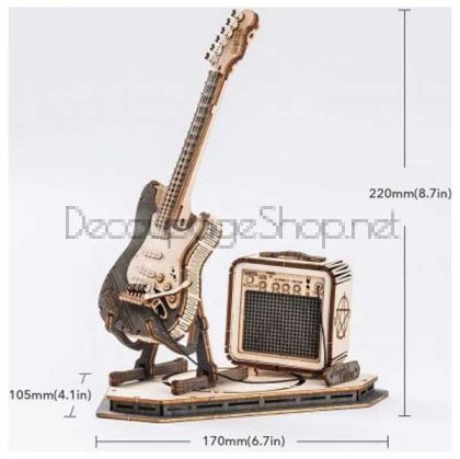 ROBOTIME 3D ДЪРВЕН ПЪЗЕЛ ELECTRIC GUITAR 140 ЧАСТИ TG605K