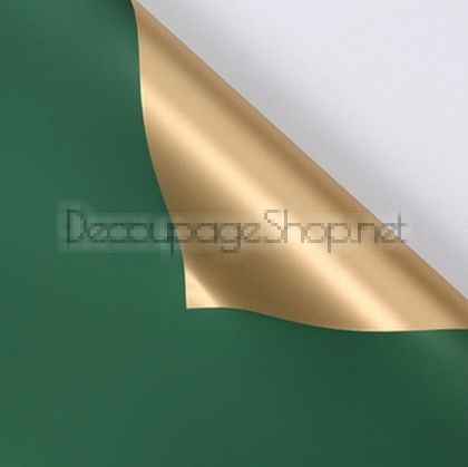 Корейска хартия - Целофан за опаковане - на пакет 20бр ДВУСТРАНЕН, ЗЛАТО, GG5 ЗЕЛЕНО+ЗЛАТО (58/58/1460-200)