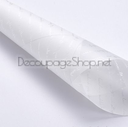 Корейска хартия - Целофан за опаковане - на пакет 20бр НАДПИСИ, XYT002 ПЕРЛЕНО БЯЛО (58/58/1110)