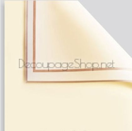 Корейска хартия - Целофан за опаковане - на пакет 20бр ЗЛАТЕН КАНТ, LGOSE16 ЕКРЮ ЗЛАТЕН КАНТ (58/58/2112)