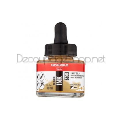 Акрилен Туш : Amsterdam : 30 ml : 802 Светло Злато