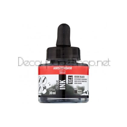 Акрилен Туш : Amsterdam : 735 Оксидно Черно : 30 ml