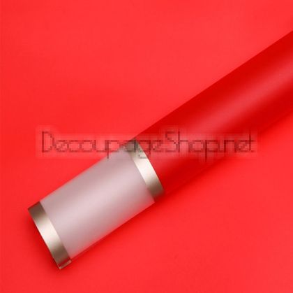 Корейска хартия - Целофан за опаковане - на пакет 20бр - Двоен кант, 13BR червено двоен кант (58/58/22)