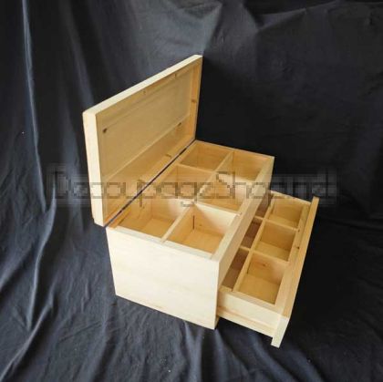 Дървена кутия с 12 отделения за часовници с капак- 30х16х15.5см