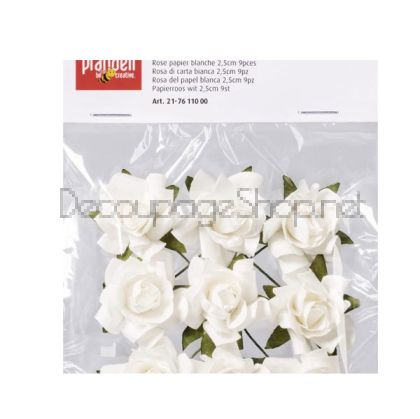 Хартиени Розички с Тел : 25 mm : 9 Броя : Бели