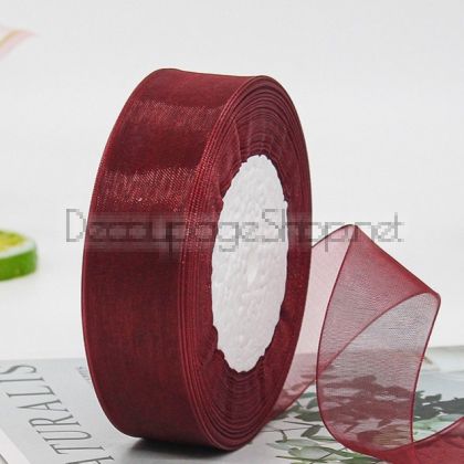 Тъкани панделки Органза 1 ролка 10 мм/ 50 ярда бордо (10/50/2286)
