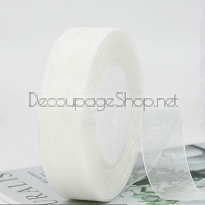 Тъкани панделки Органза 1 ролка 10 мм/ 50 ярда бяло (10/50/2210)