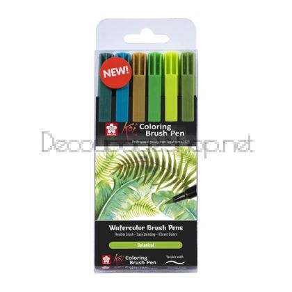 Акварелни Маркери Четка : Sakura Koi : 6 Цвята : Ботаника