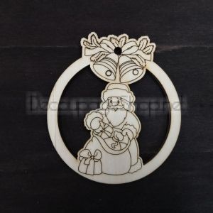 Коледна играчка - Коледна топка с Дядо Коледа и камбанки - ф10см - KT86