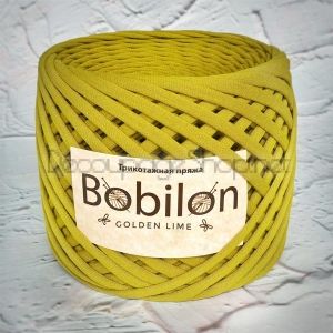 Трикотажна прежда Bobilon Макарони/T-Shirt yarn - Medium (7-9мм) – цвят: Golden Lime  / Златен Лайм – 100м
