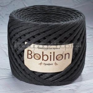 Трикотажна прежда Bobilon Макарони/T-Shirt yarn - Medium (7-9мм) – цвят: Graphite / Графит – 100м