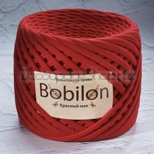 Трикотажна прежда Bobilon Макарони/T-Shirt yarn - Medium (7-9мм) – цвят: Lady in Red / Маково червено – 100м