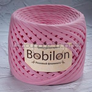Трикотажна прежда Bobilon Макарони/T-Shirt yarn - Medium (7-9мм) – цвят: Flamingo / Розово – 100м