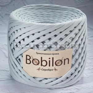Трикотажна прежда Bobilon Макарони/T-Shirt yarn - Medium (7-9мм) – цвят: Silver / Сребърен – 100м