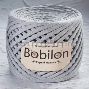 Трикотажна прежда Bobilon Макарони/T-Shirt yarn - Medium (7-9мм) – цвят: Gray Melange / Сив меланж – 100м