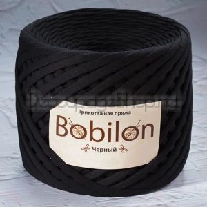 Трикотажна прежда Bobilon Макарони/T-Shirt yarn - Medium (7-9мм) – цвят: Black Passion / Черен – 100м