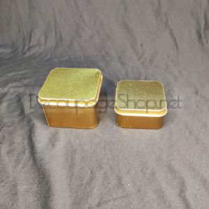Метални кутии квадратни 2 размера комплект ЗЛАТНИ - 6,5 х 6,5 х 4,5см  и 5,5 х 5,5 х 3см