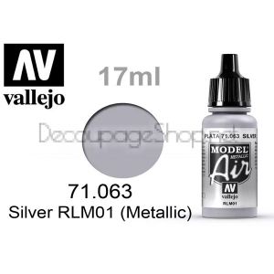 Model Air - боя за аерографи 17 мл. Silver RLM01 (Metallic) - Acrylicos Vallejo
