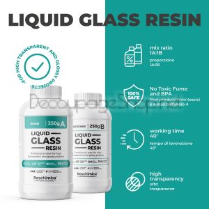 LIQUID GLASS RESIN - Transparent crystal effect liquid resin 1 kg - Течна ЕПОКСИДНА смола с прозрачен кристален ефект (1:1) - 1 kg