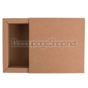 Кутия с Плъзгащ Капак - Квадрат 11 cm - Височина 4 cm - Крафт - 1 Брой