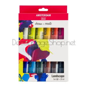 Акрилни Бои Amsterdam : 20 ml x 12 Цвята : за Пейзаж