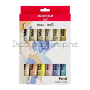 Акрилни Бои Amsterdam : 20 ml x 12 Цвята : Пастелни