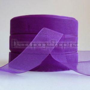 Тъкани панделки Органза 1 ролка 10 мм/ 50 ярда т. лилаво (10/50/2291)