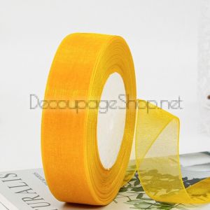 Тъкани панделки Органза 1 ролка 6 мм/ 20 метра патешко жълто (6/20/2272)