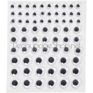 Мърдащи Очички : Самозалепващи : Очички за апликация - ф 8-12-14мм - 69бр блистер