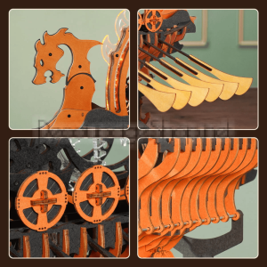 ROBOTIME 3D ДЪРВЕН ПЪЗЕЛ VIKING DRAGON SHIP 229 ЧАСТИ LK802