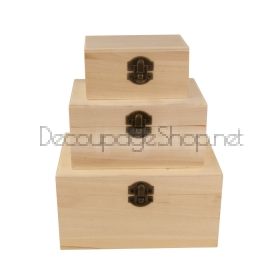 Комплект дървени кутии натурални, правоъгълни - 3 броя - KM02