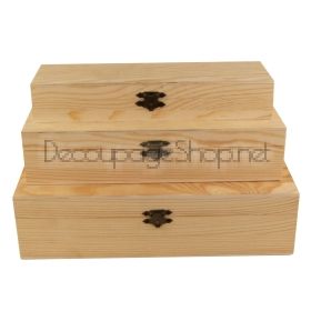 Правоъгълни дървени кутии натурални - комплект 3 броя - KN01