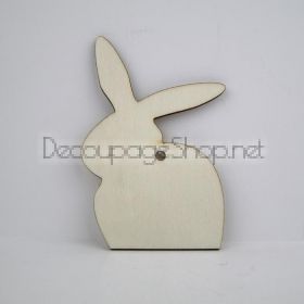 Дървен великденски заек за декорация от шперплат - 10 x 6,7см - XB08