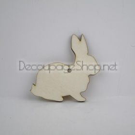 Дървен великденски заек за декорация от шперплат - 10 x 9,8см - XB09