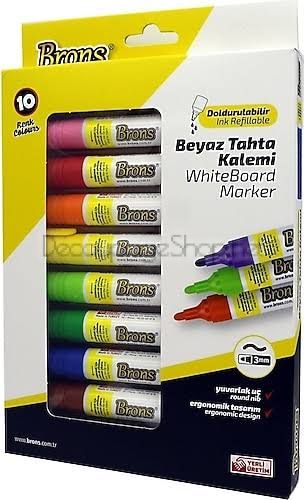 Маркери за бяла дъска 10 броя презареждащи REFILLABLE BOARD MARKER SET