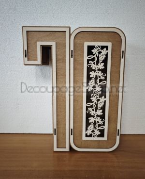 Дървена кутия за бутилка вино във формата на числото 70 - За Юбилей