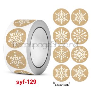 Коледни стикери на ролка, 2.5см / 100бр.натурални (Syf-129)
