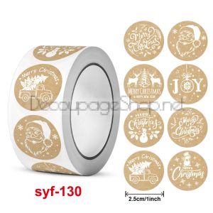Коледни стикери на ролка, 2.5см / 100бр.натурални (Syf-130)