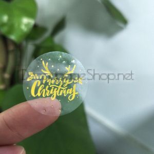 Коледни стикери на ролка, 2.5см / 100бр.прозрачни със злато (Y128)